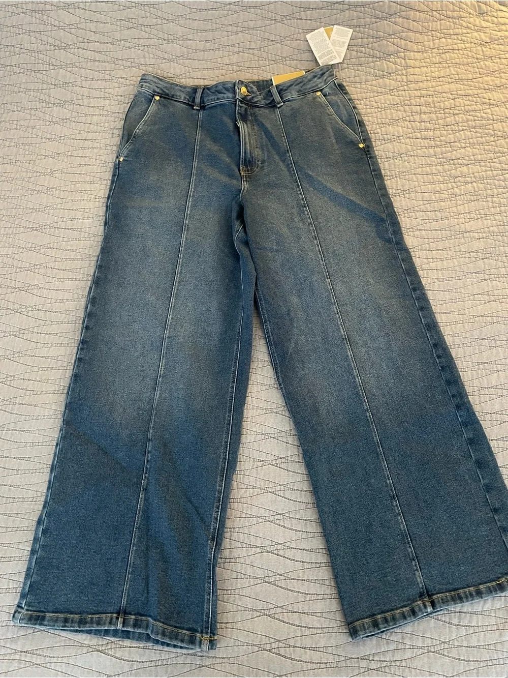 NWT Michael Kors Medium Wash Wide Leg Jeans Size 16